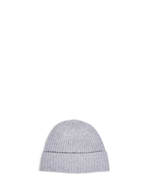 Stone Island White Melange Ribbed Rws Geelong Wool Knit Beanie for men