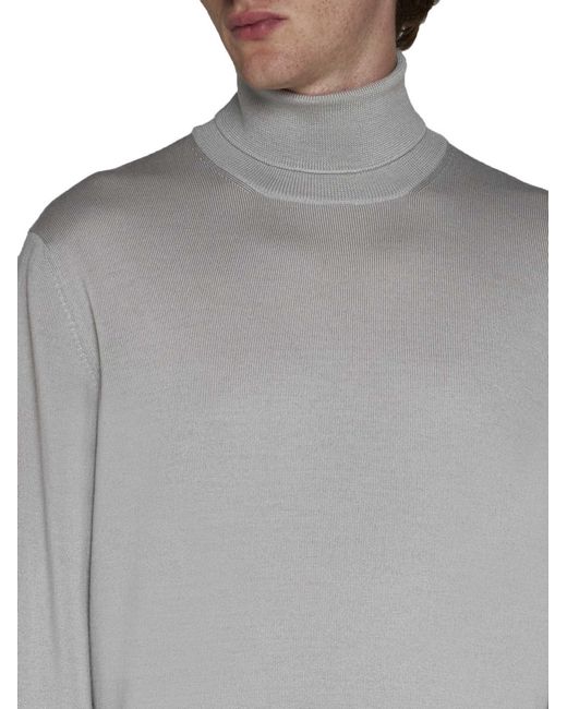 D 40 Gray Virgin Wool Turtleneck Sweater for men