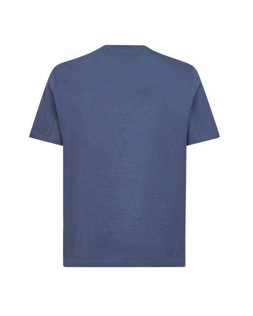 Brunello Cucinelli Blue Denim Cotton Jersey Crewneck T-Shirt for men