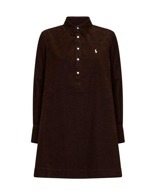 Polo Ralph Lauren Brown Corduroy A-Line Shirt Dress