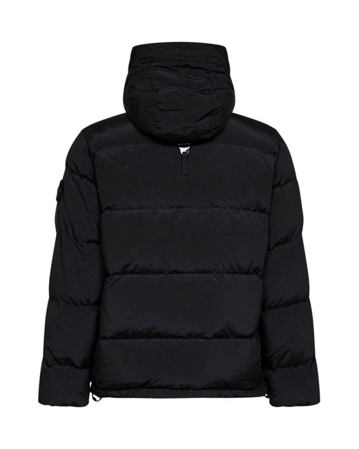 Stone Island Black Nylon Metal Hooded Down Jacket for men