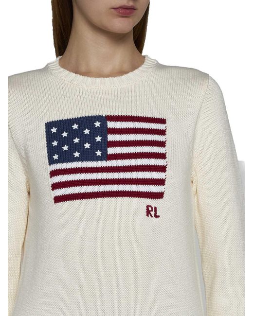 Polo Ralph Lauren White “Flag Cn” Long Sleeve Pullover
