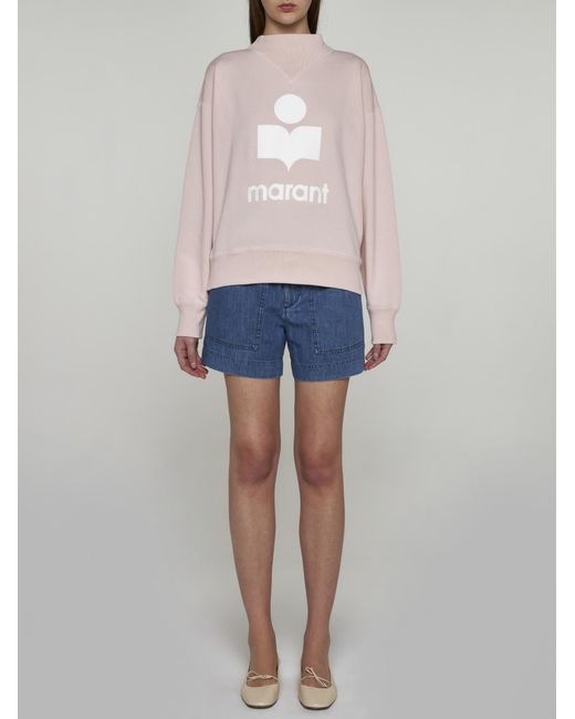 Isabel Marant Pink Moby Logo Cotton-Blend Sweatshirt
