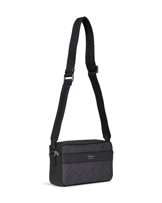Ferragamo Black And Monogram Crossbody Bag for men