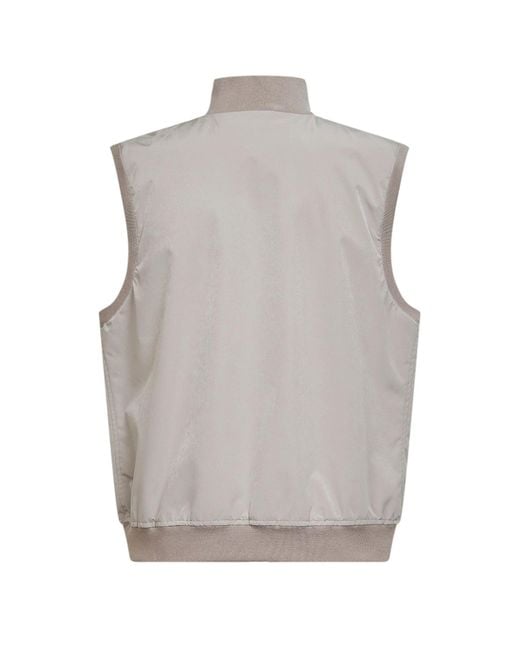 Brunello Cucinelli Gray Dove Bonded Nylon Padded Vest for men