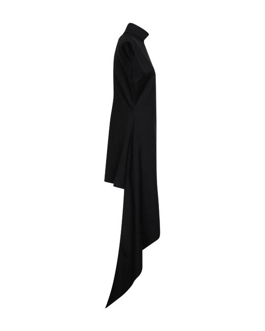 Alaïa Black Wool Gabardine Pointed Dress