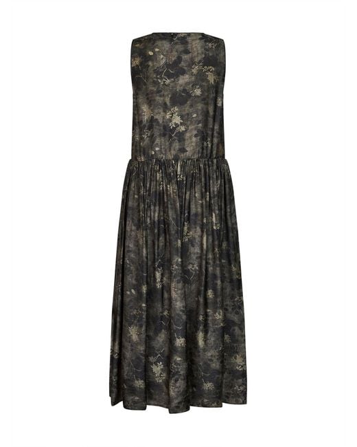 Uma Wang Green And Floral Moulay Ardal Midi Dress