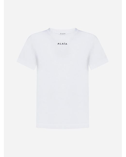 Alaïa White Logo Cotton T-shirt