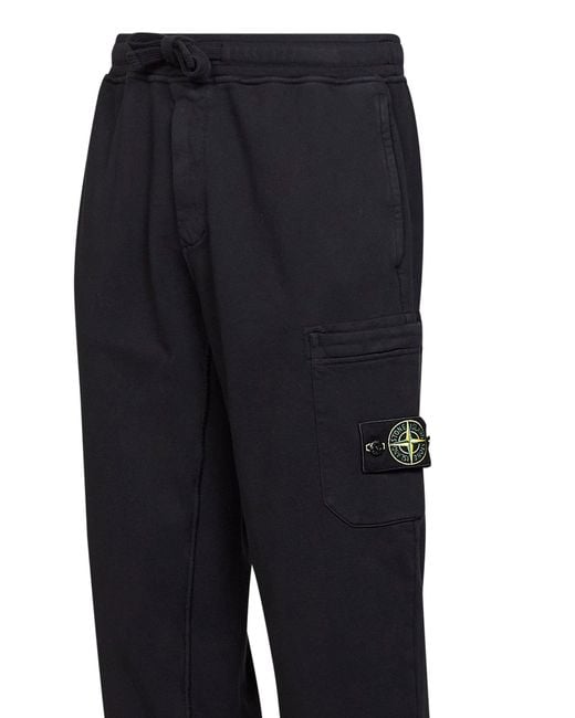 Stone Island Blue Organic Cotton Fleece Cargo Joggers for men