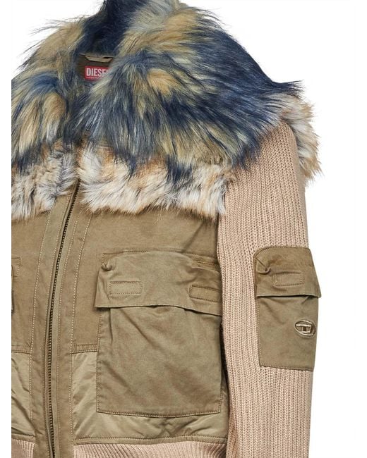 DIESEL Blue Khaki G-Ustav Organic Stretch Cotton And Recycled Nylon Bomber Jacket