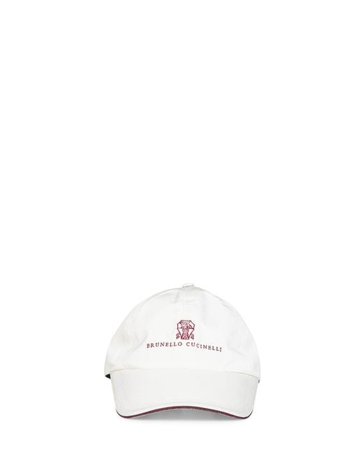 Brunello Cucinelli White Baseball Cap Bonded Nylon for men