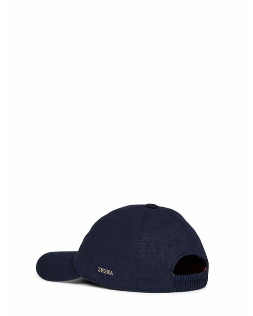 Zegna Blue Baseball Cap Oasi Linen for men
