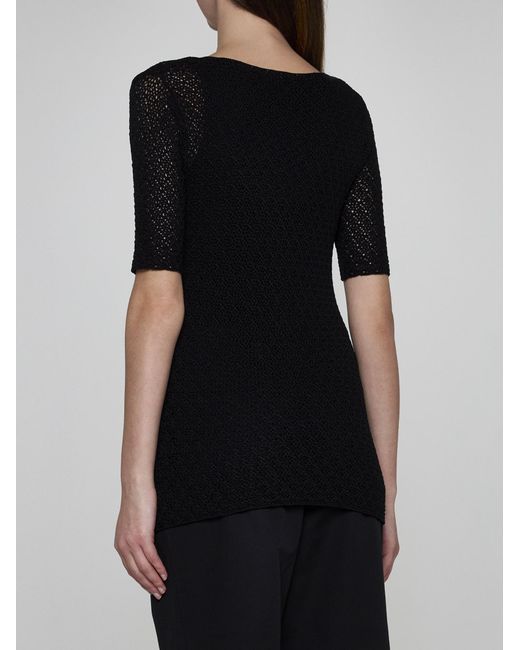 Totême  Black Crochet Knit T-shirt