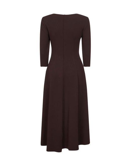 Blanca Vita Brown Coffee Stretch Jersey Asia Flared Midi Dress