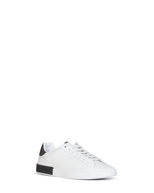 Dolce & Gabbana White And Dark Nappa Calfskin Leather And Nubuck Portofino Low-Top Sneakers for men