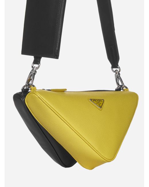 Saffiano leather Triangle bag Yellow