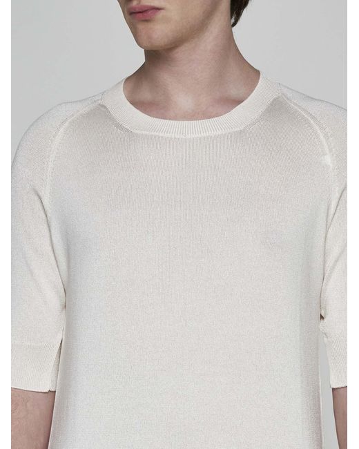 PT Torino White Cotton And Viscose Sweater for men