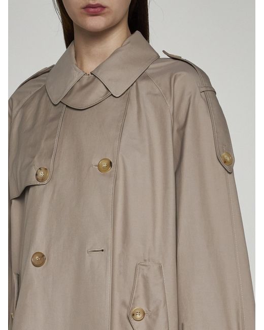 Max Mara The Cube Natural Cotton-blend Double-breasted Short Trench Coat