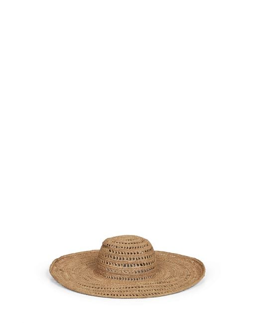 IBELIV Brown Tea Raffia Miaro Floppy Beach Hat