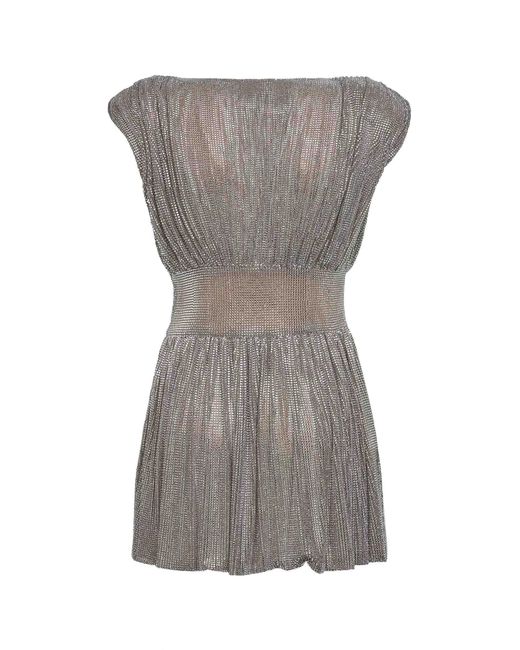 GIUSEPPE DI MORABITO Gray Crystal Gathered Mini Dress
