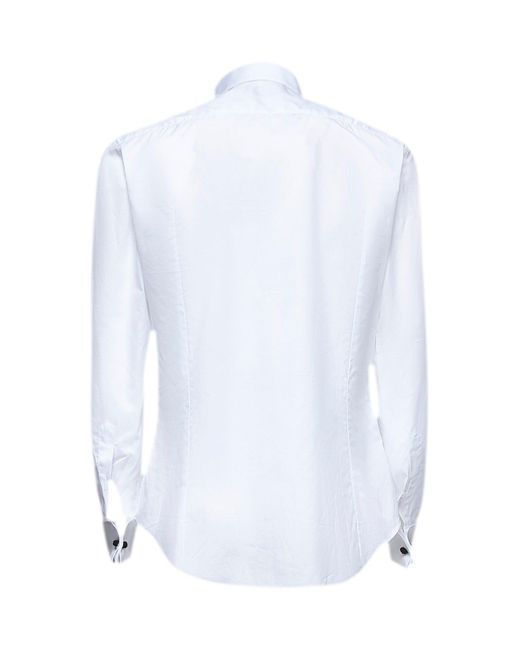 Giorgio Armani White Cotton Tuxedo Shirt for men