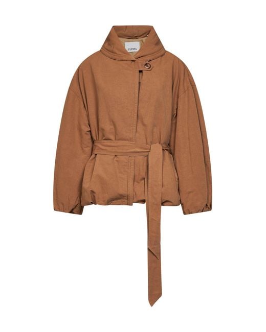 Isabel Marant Brown Camel Textured Gabardine Volinda Belted Coat