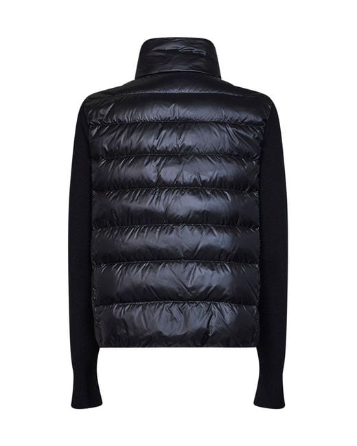 Moncler Black Wool Zip-Up Padded Cardigan