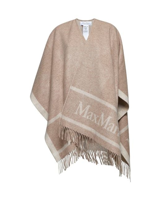 Max Mara Natural Jacquard Wool Hilde Poncho
