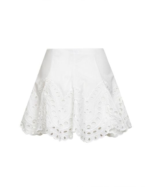 Charo Ruiz White Embroidered Cotton Blend Sail Mini Skirt