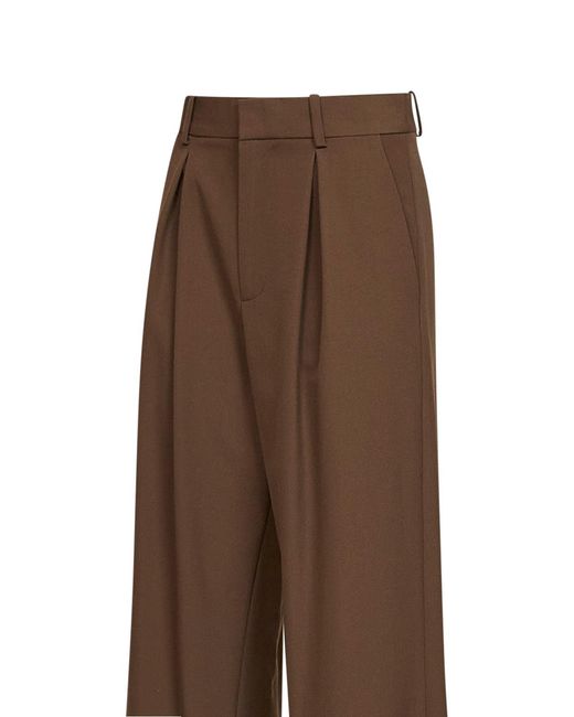 MM6 by Maison Margiela Brown Camel Wool Blend Pleated Trousers