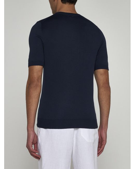 Malo Blue Cotton Half-sleeved Sweater for men