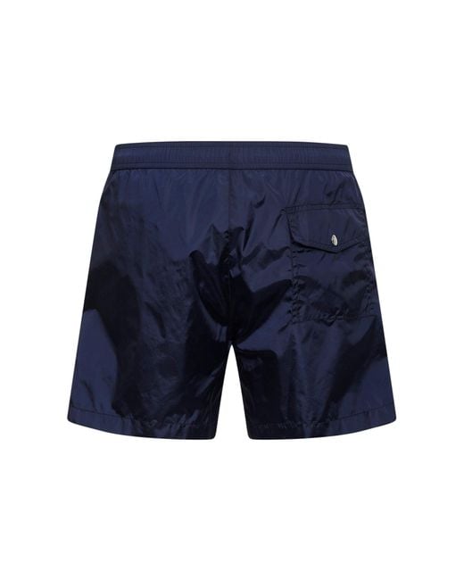 Moncler Blue Nylon Logo Patch Swim Shorts for men