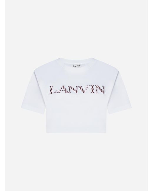 Lanvin Multicolor Curb Logo Cotton Cropped T-shirt