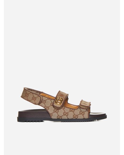 Gucci White GG Fabric Sandals