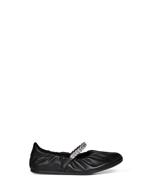 Jimmy Choo White Nappa Leather Jade Ballet Flats With Crystal Strap
