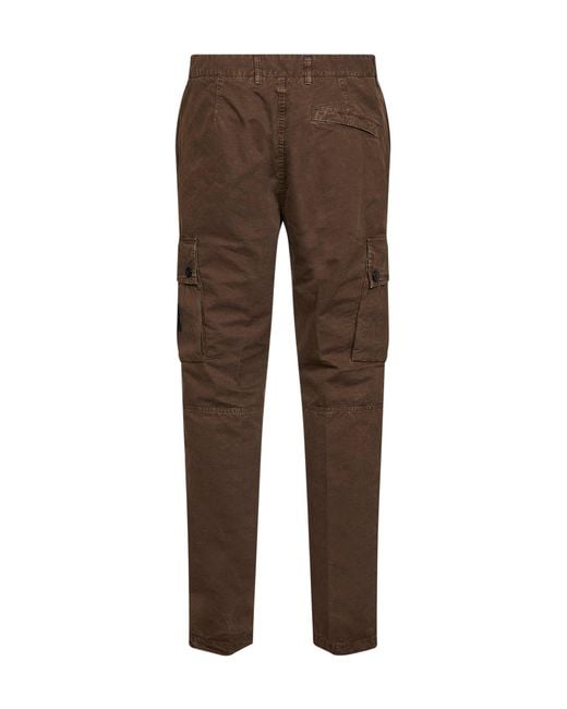 Stone Island Brown Shadow Brushed Organic Cotton Canvas Cargo Trousers for men