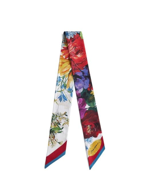 Bandeau Pour Cheveux DOLCE & GABBANA En Soie 100% - Imprimé Floral Avec Papillons, Multicolore, Neuf
