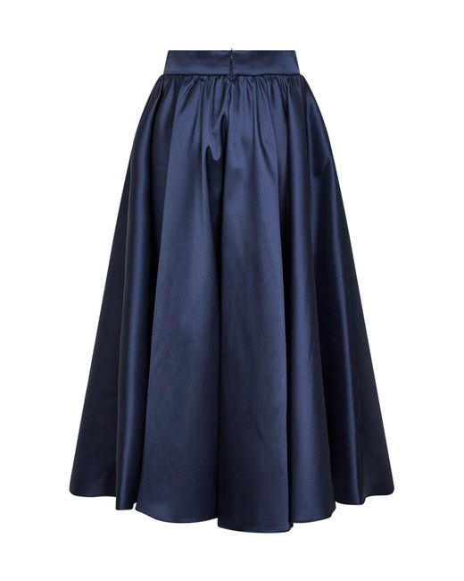 Blanca Vita Blue Satin Geky Full Midi Skirt