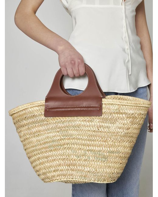 Hereu Mini Cabas Handwoven Straw Basket Bag In Neutrals