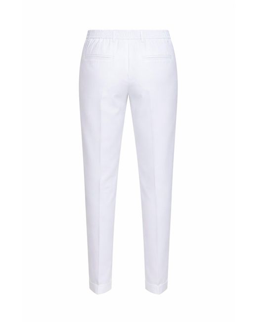 D 40 White Stretch Cotton Blend Slim Carrot Trousers for men