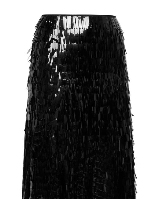 Self-Portrait Black Sequin Midi Skirt