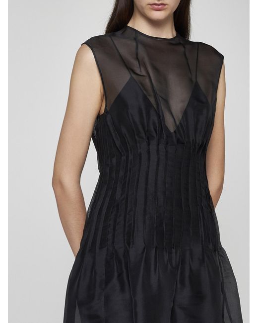 Khaite Black Wes Silk Midi Dress
