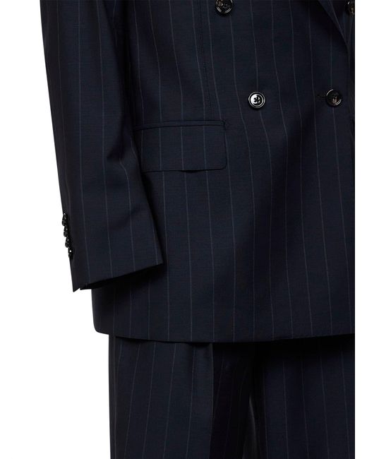 Tagliatore Blue Pinstriped Virgin Wool Double-Breasted Suit
