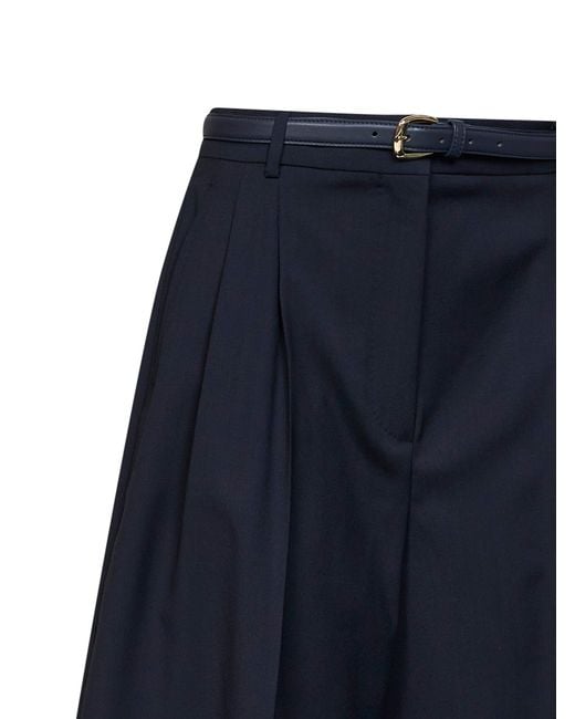 Max Mara Blue Mstadorno Belted Bermuda Shorts
