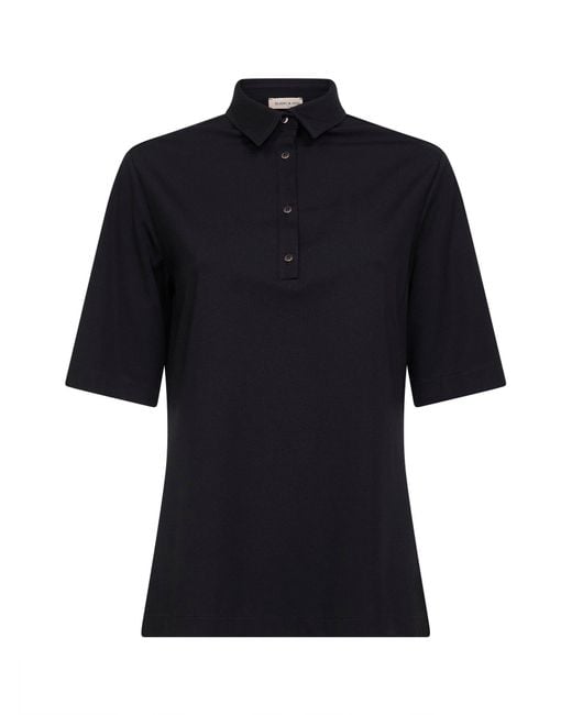 Blanca Vita Black Viscose Blend Stretch Jersey Polo Shirt