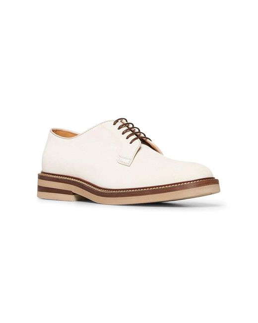 Brunello Cucinelli White Milk Suede Derbys for men