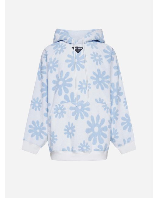 Felpa in pile con cappuccio e stampaPrada in Pile da Uomo colore Blu | Lyst