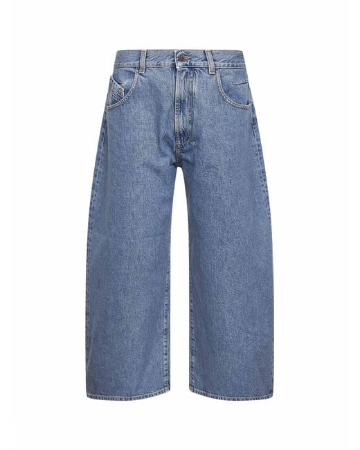 The Attico Blue Sky Washed Denim Wide Cropped Jeans