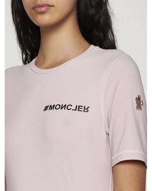 3 MONCLER GRENOBLE Pink Logo Jersey T-shirt