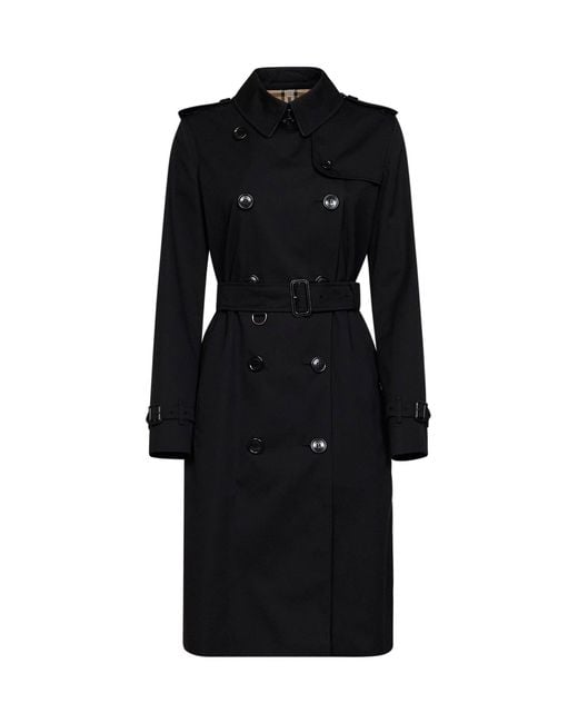 Burberry Black Heritage Kensington Long Trench Coat